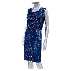 Carmen by Carmen Marc Valvo Draped Sleeveless Diamond Print Chemise. Size 