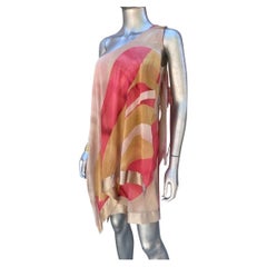 Flavio Castellani One Shoulder Asymmetrical Sexy Silk Print Dress Size 6 