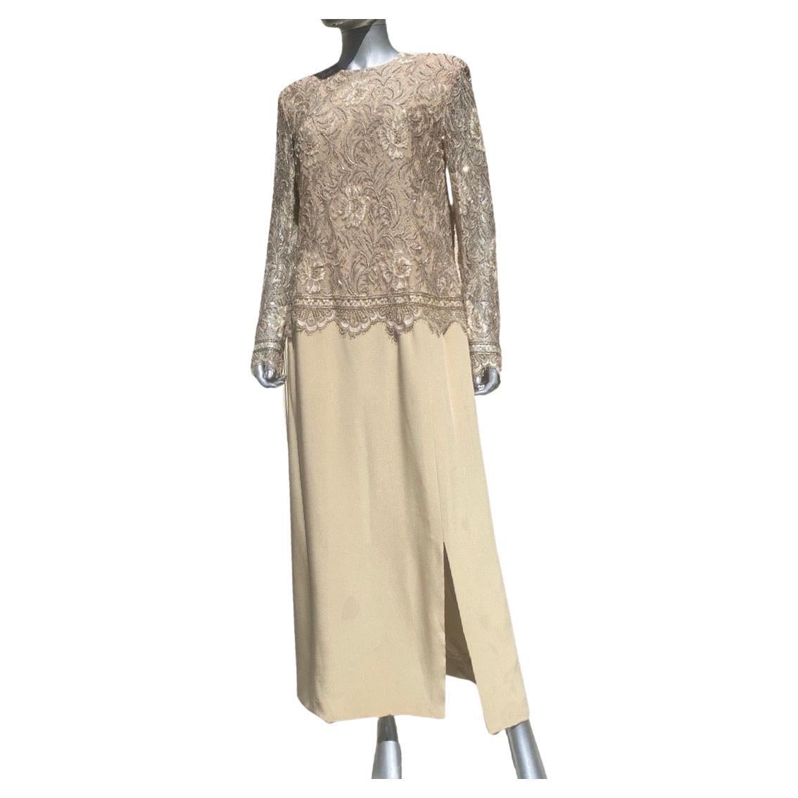 Yves saint laurent cocktail dress in alternating silver and white sequin bands 2025