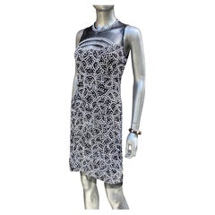 Joanna Mastroianni Black and White Beaded Modern Cocktail Dress Chic! Size 4