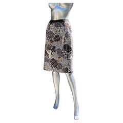Oscar de la Renta Runway Collection for NM beaded/pearl patchwork Skirt Size 10