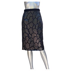 Joanna Mastroianni Collection Taffeta Black Velvet Sexy Pencil Skirt Size M Joanna Mastroianni Collection Taffeta Black Velvet Sexy Pencil Skirt Size M