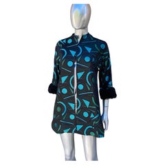 Used Joanna Mastroianni Collection Modernist Print Evening Jacket Tulle Cuffs Size 4