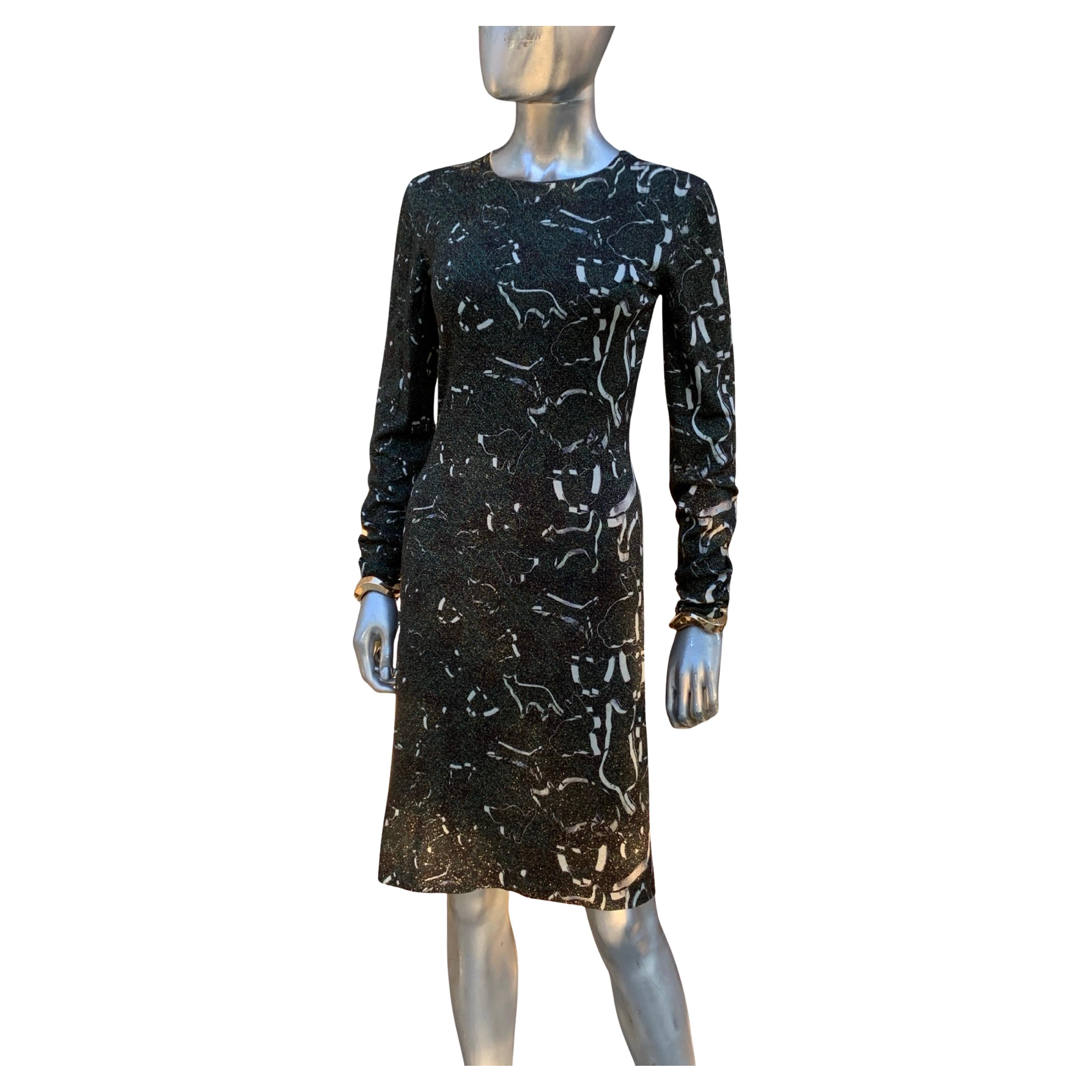 European Metallic Knit Sexy “Cat Dress” by Mary Katrantzou Size Medium