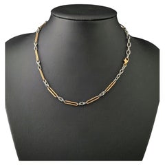 Catena Albert d'epoca in stile Art Déco con maglie a trombone, chiusura in oro 9k