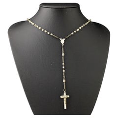 Antique mother of pearl rosary bead necklace, INRI