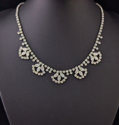 Vintage Art Deco paste fringe drop necklace, Fan