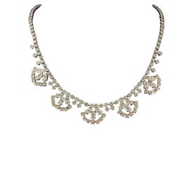 Vintage Art Deco paste fringe drop necklace, Fan