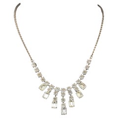 Vintage Mid century paste drop necklace, Dramatic Art Deco design