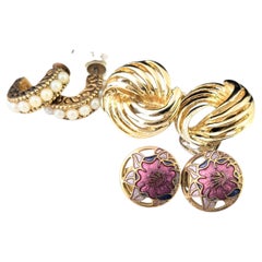 Vintage job lot three pairs of earrings, cloisonné enamel