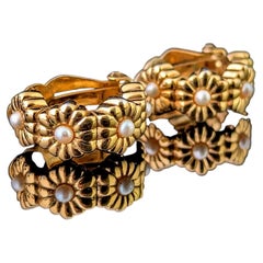 Vintage D'Orlan gold plated flower earrings, clip on