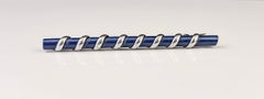 Antique Edwardian silver swirl bar brooch, Royal blue, Cravat pin
