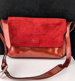 Vintage Bally Red patent leather and suede handbag, Shoulder bag