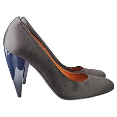 Lanvin – Schwarze Satin-Pumps mit hohen Absätzen, Lackabsätze