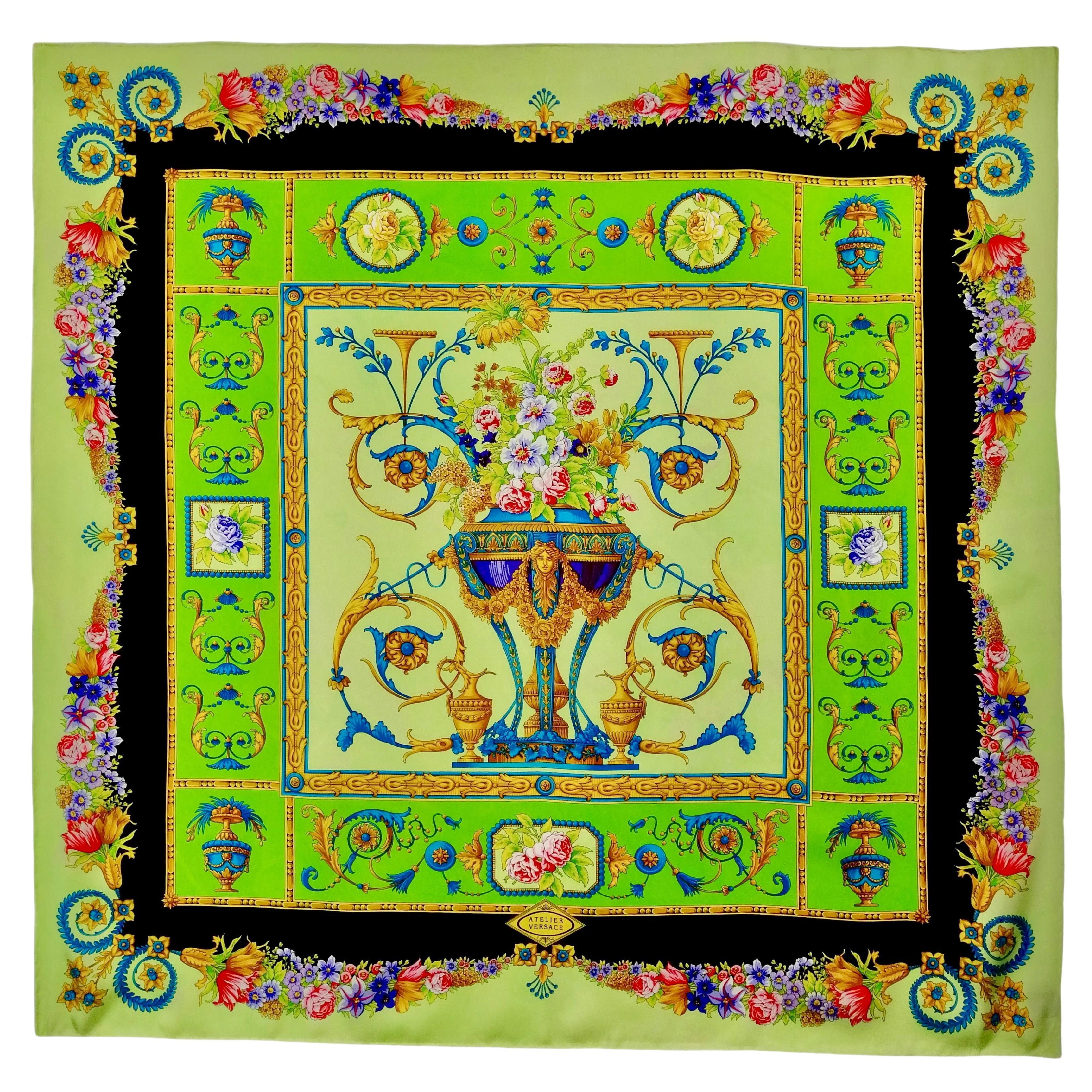 ATELIER VERSACE neoclassical floral triumph silk scarf