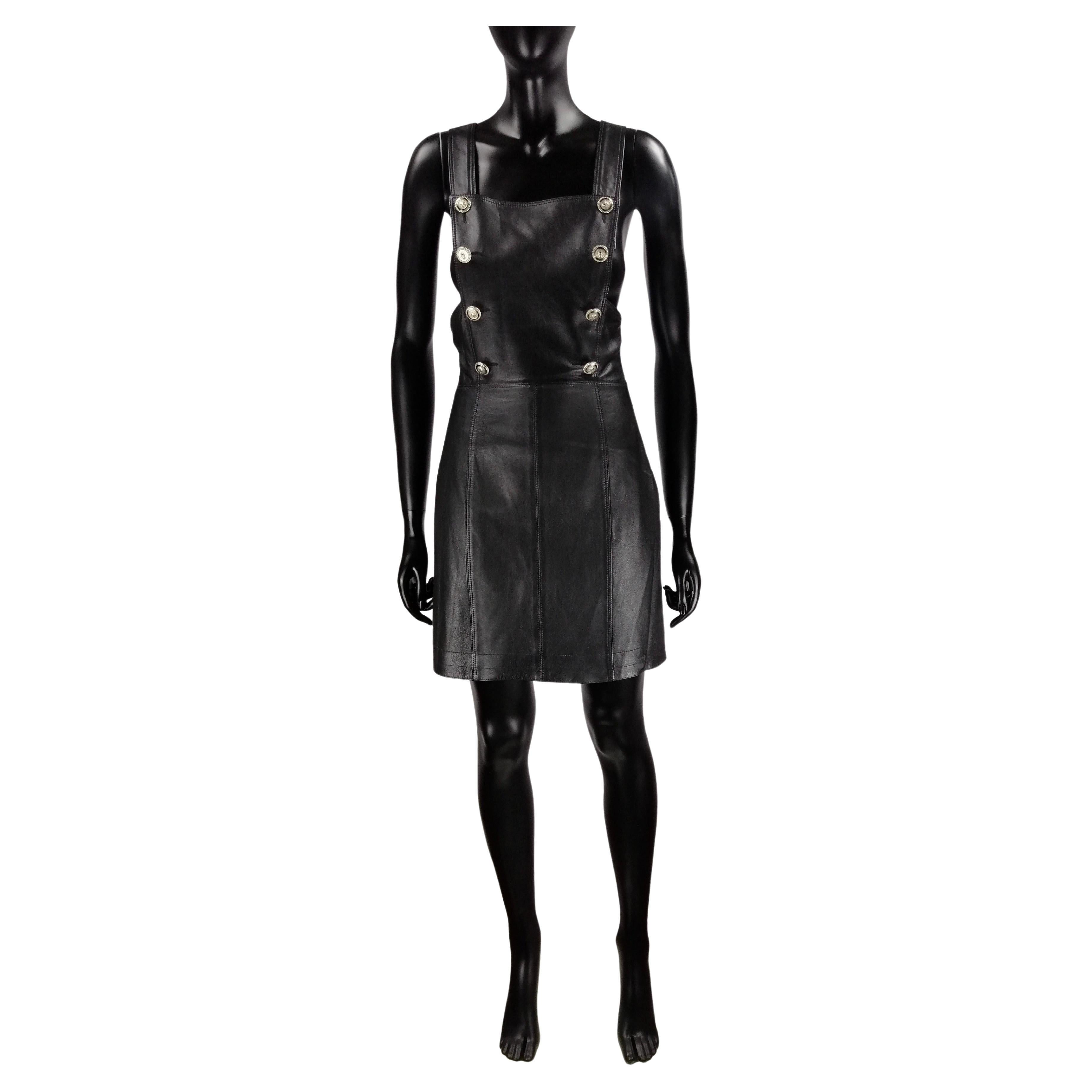 VERSUS Gianni Versace rare black leather jumpsuit dress For Sale