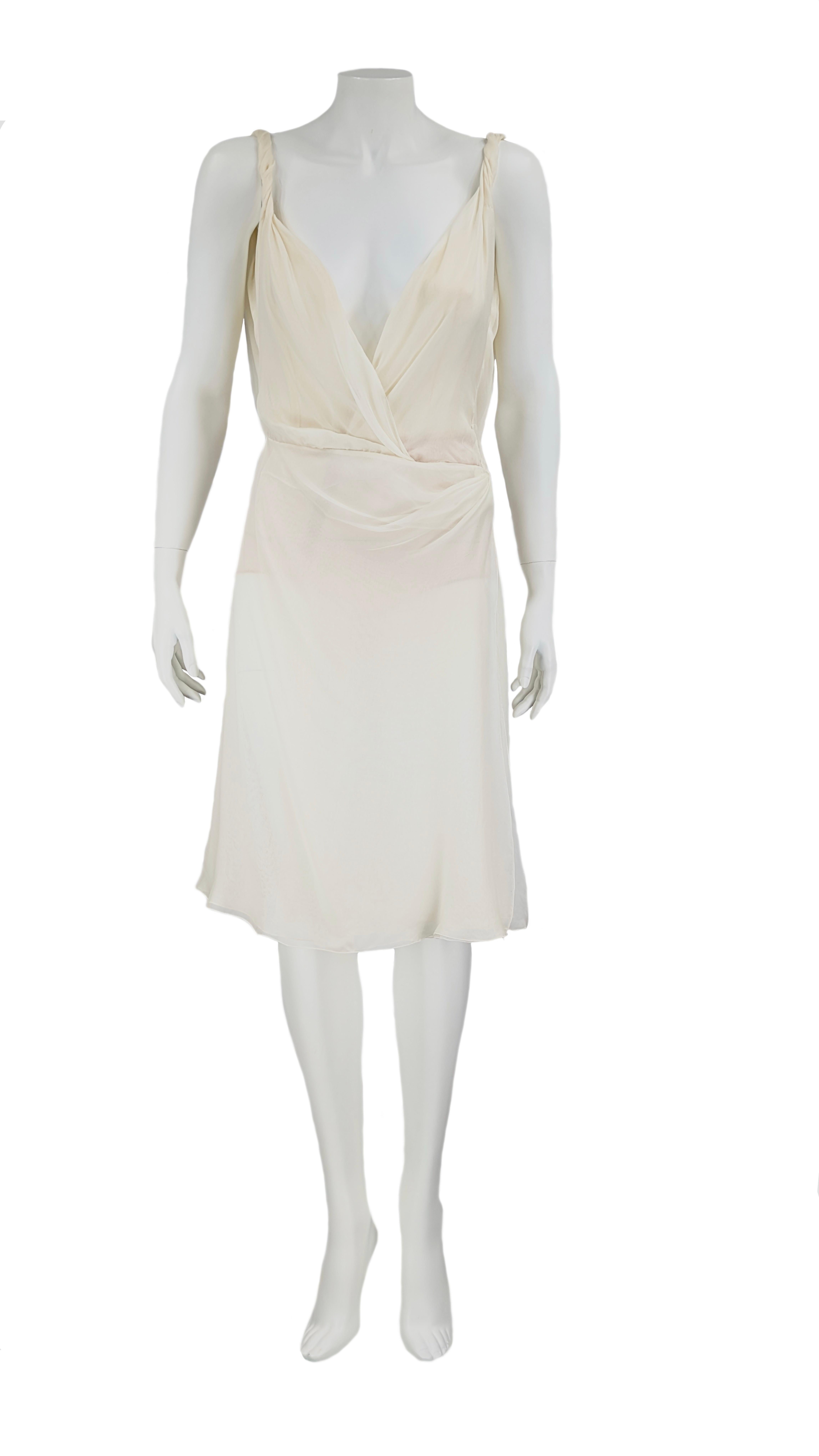 Blanc Gianni Versace Couture robe en soie blanc glacier années 90 en vente