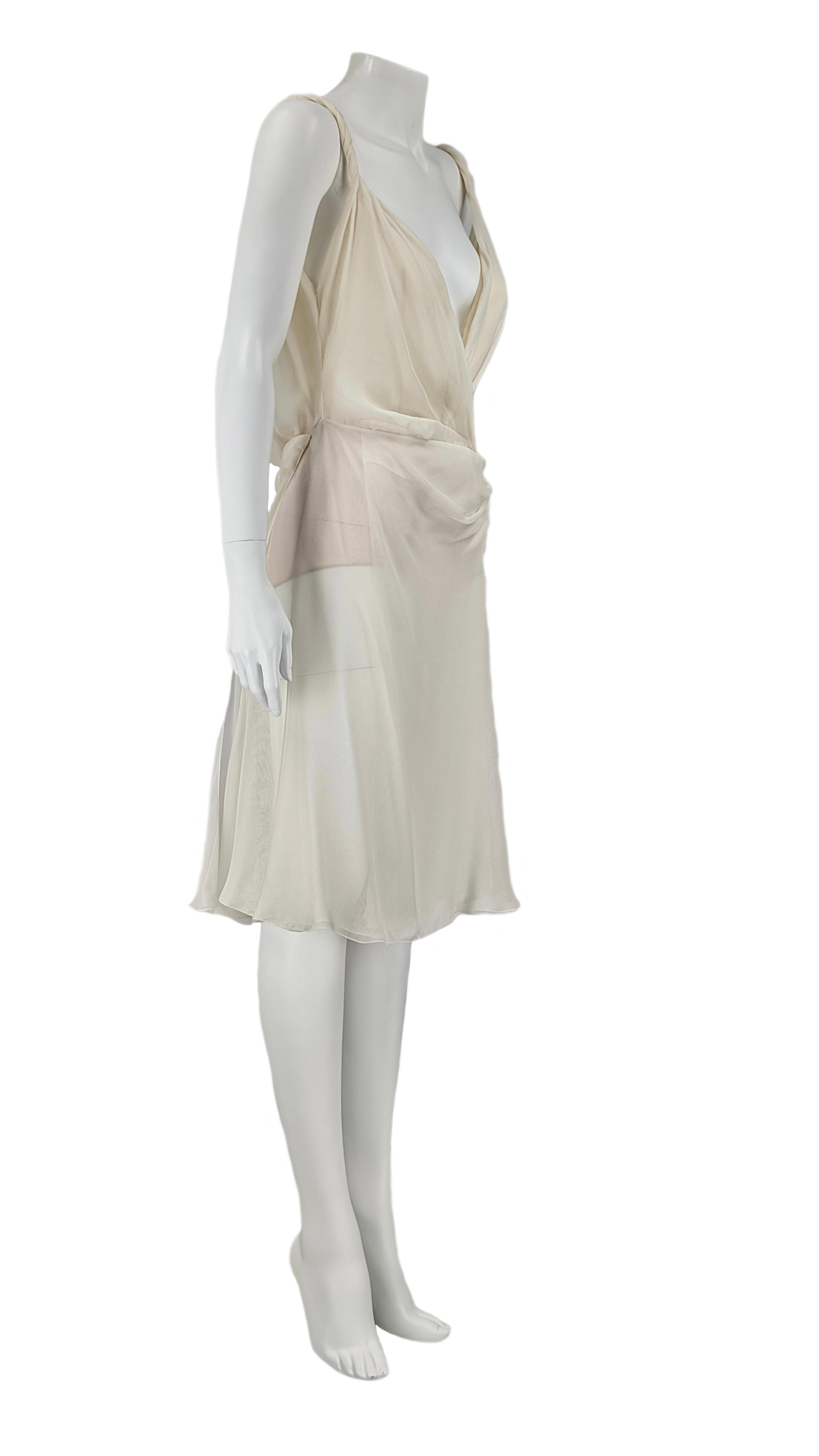 Gianni Versace Couture robe en soie blanc glacier années 90 Excellent état - En vente à Rubiera, RE