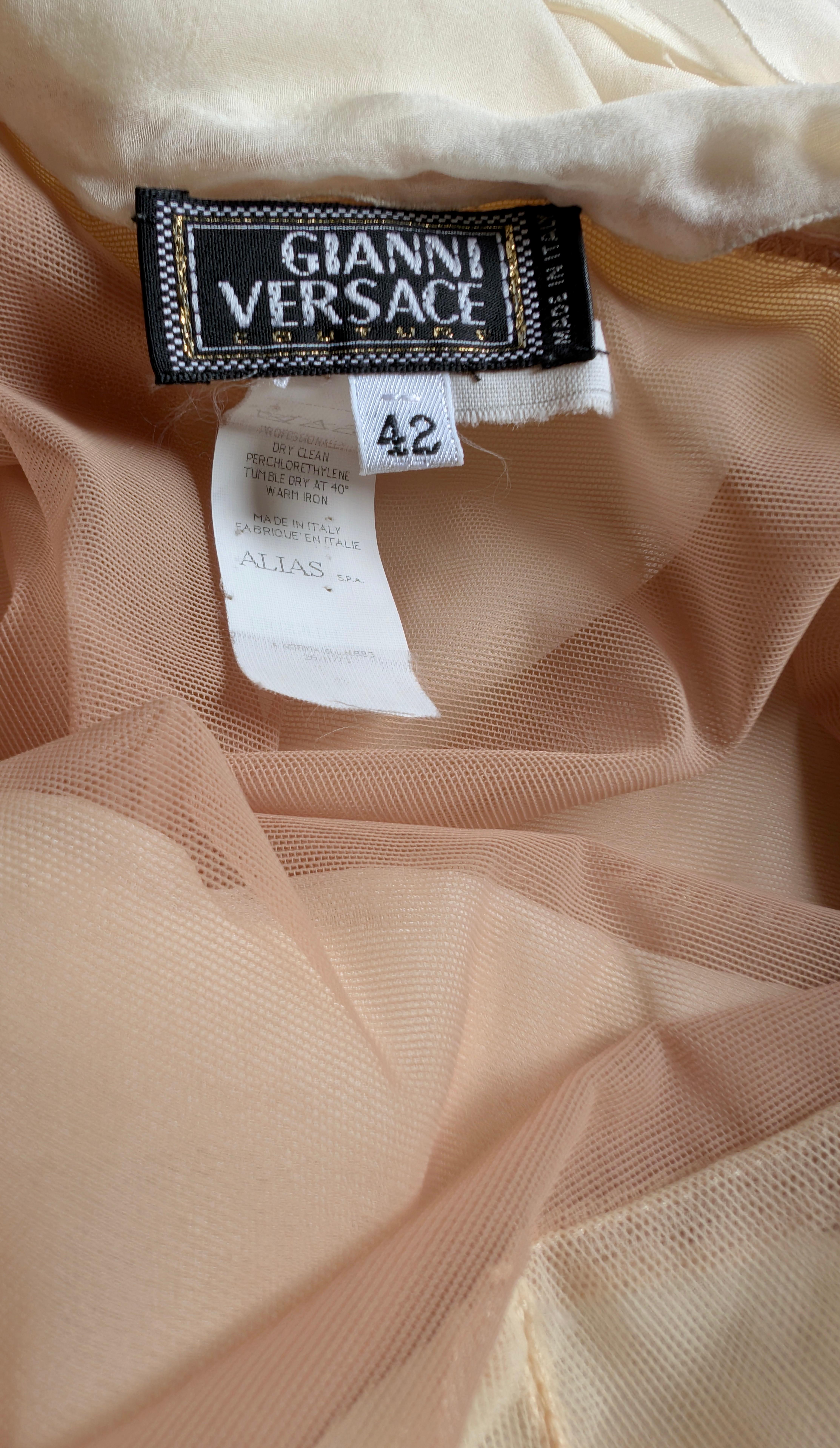 Gianni Versace Couture robe en soie blanc glacier années 90 en vente 6