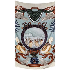 Rare Vintage 1990s Salvatore Ferragamo "Arctic Inuit" Silk Twill Scarf