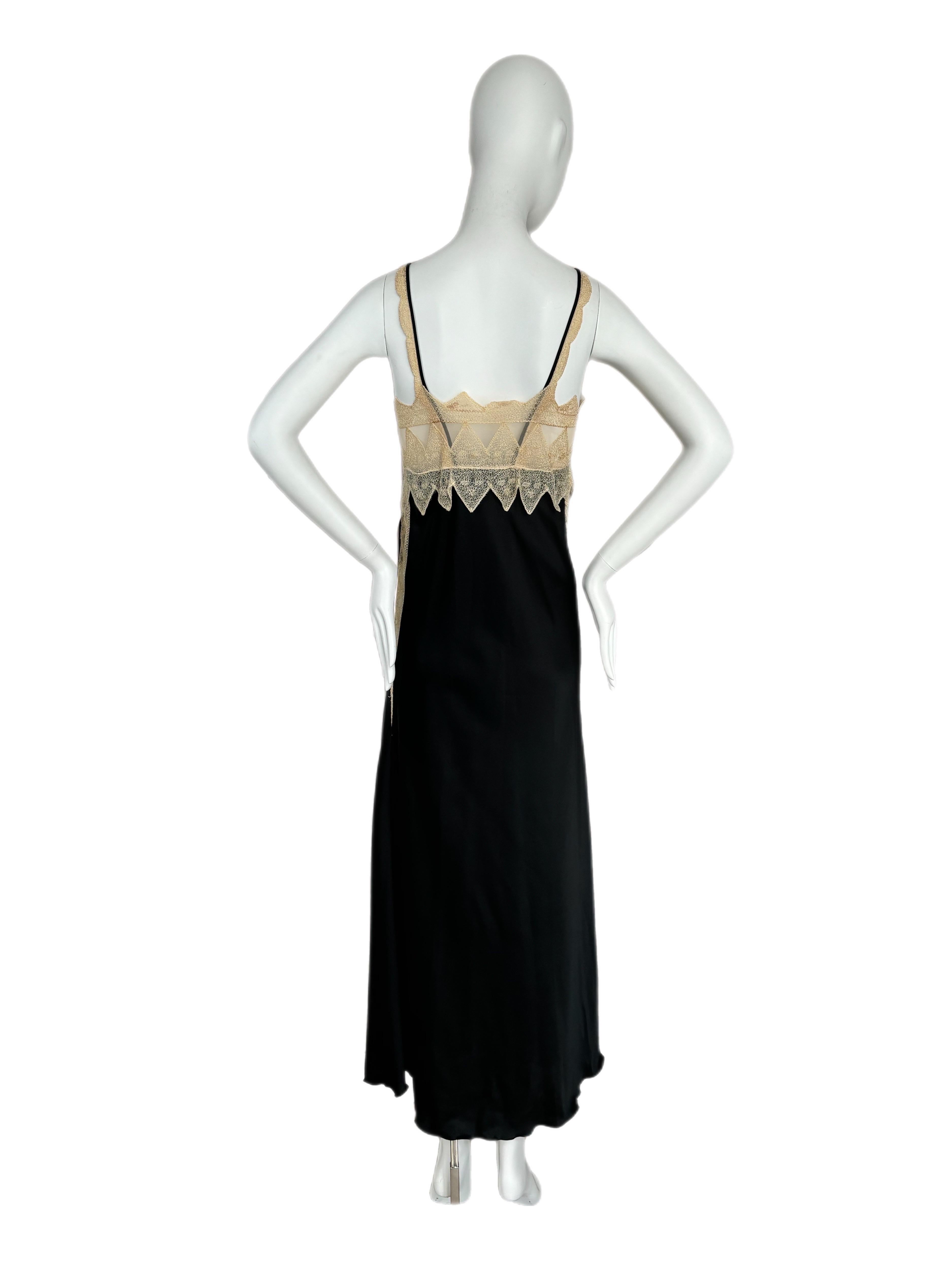 ZANDRA RHODES 1978 Vintage Pasarela Lencería Vestido de noche Maxi Vestido Lazo Encaje 3