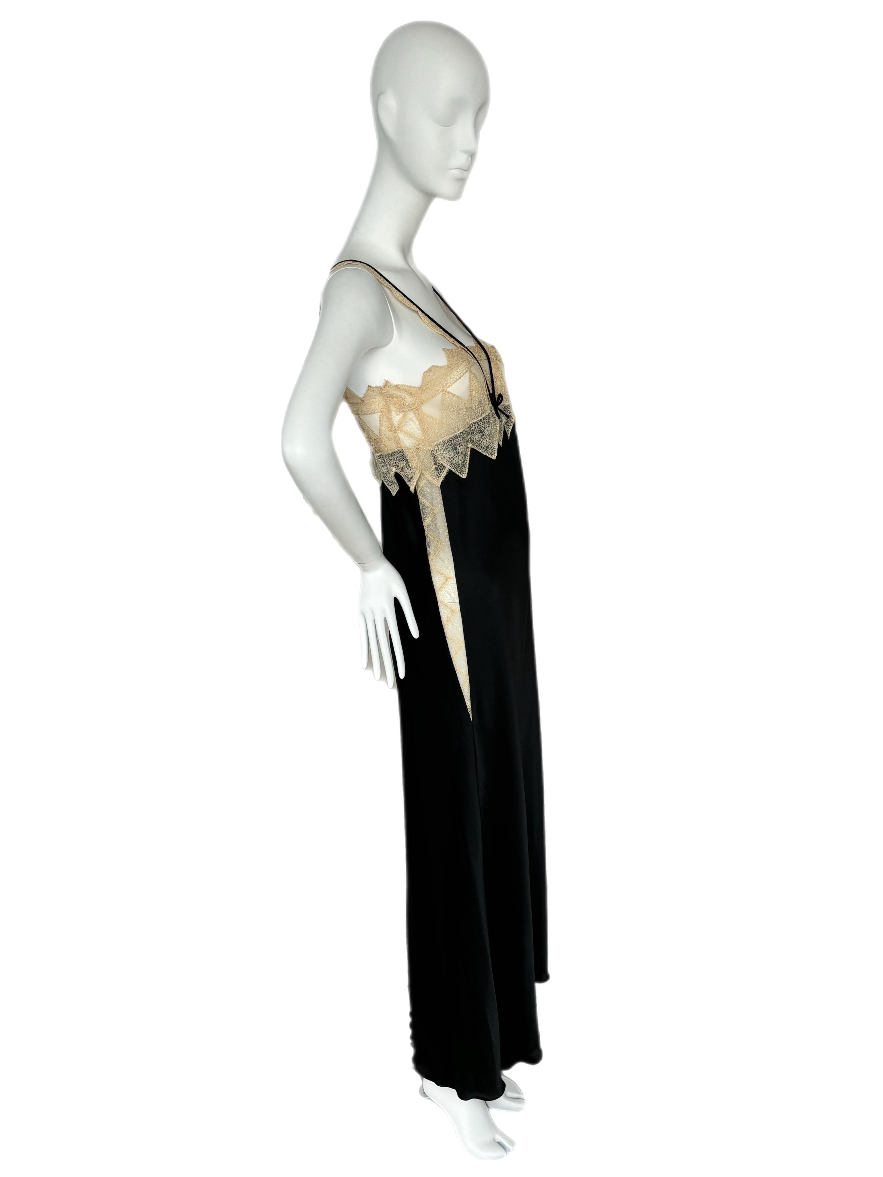 ZANDRA RHODES 1978 Vintage Pasarela Lencería Vestido de noche Maxi Vestido Lazo Encaje 4