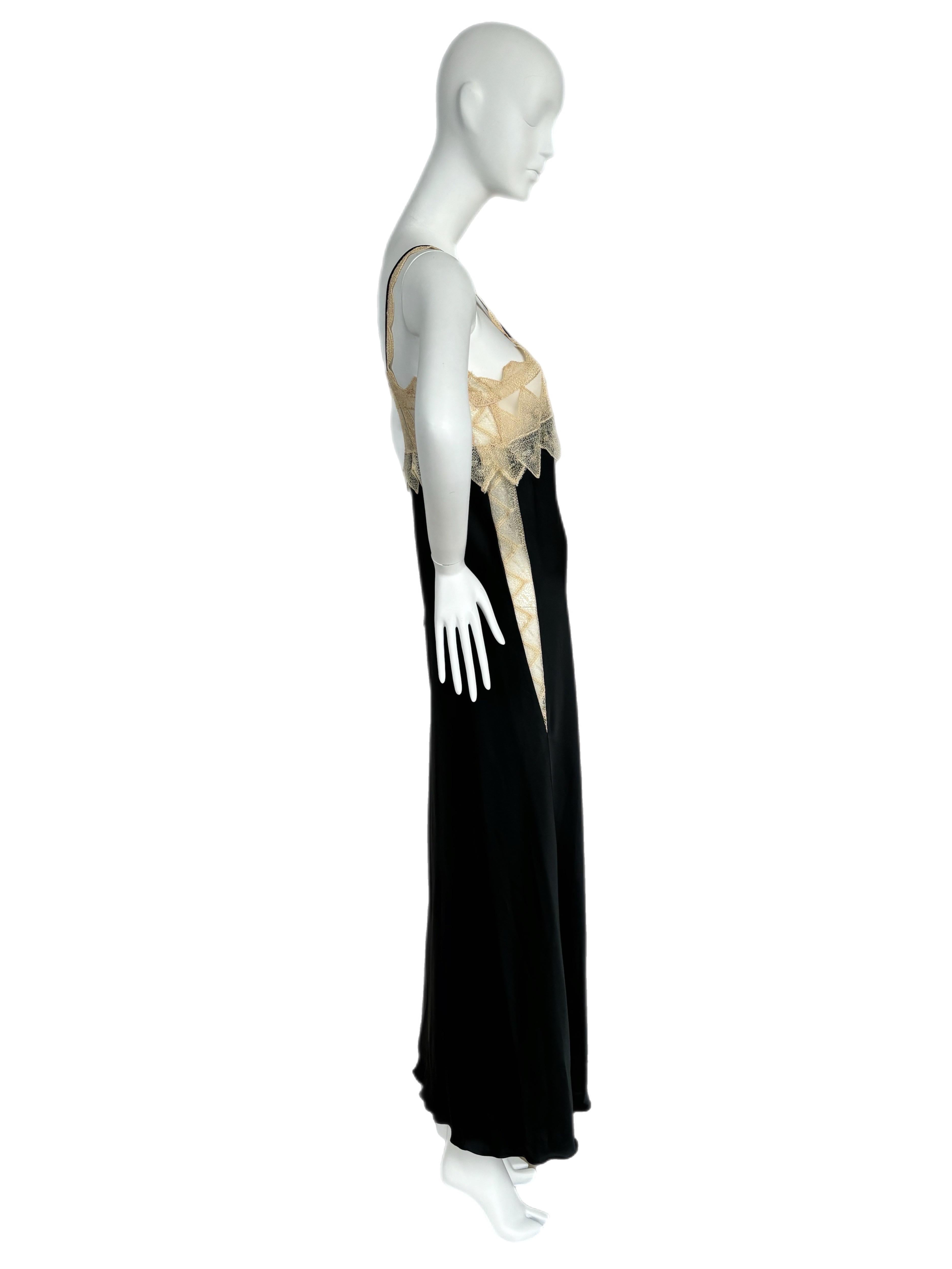 ZANDRA RHODES 1978 Vintage Pasarela Lencería Vestido de noche Maxi Vestido Lazo Encaje 5