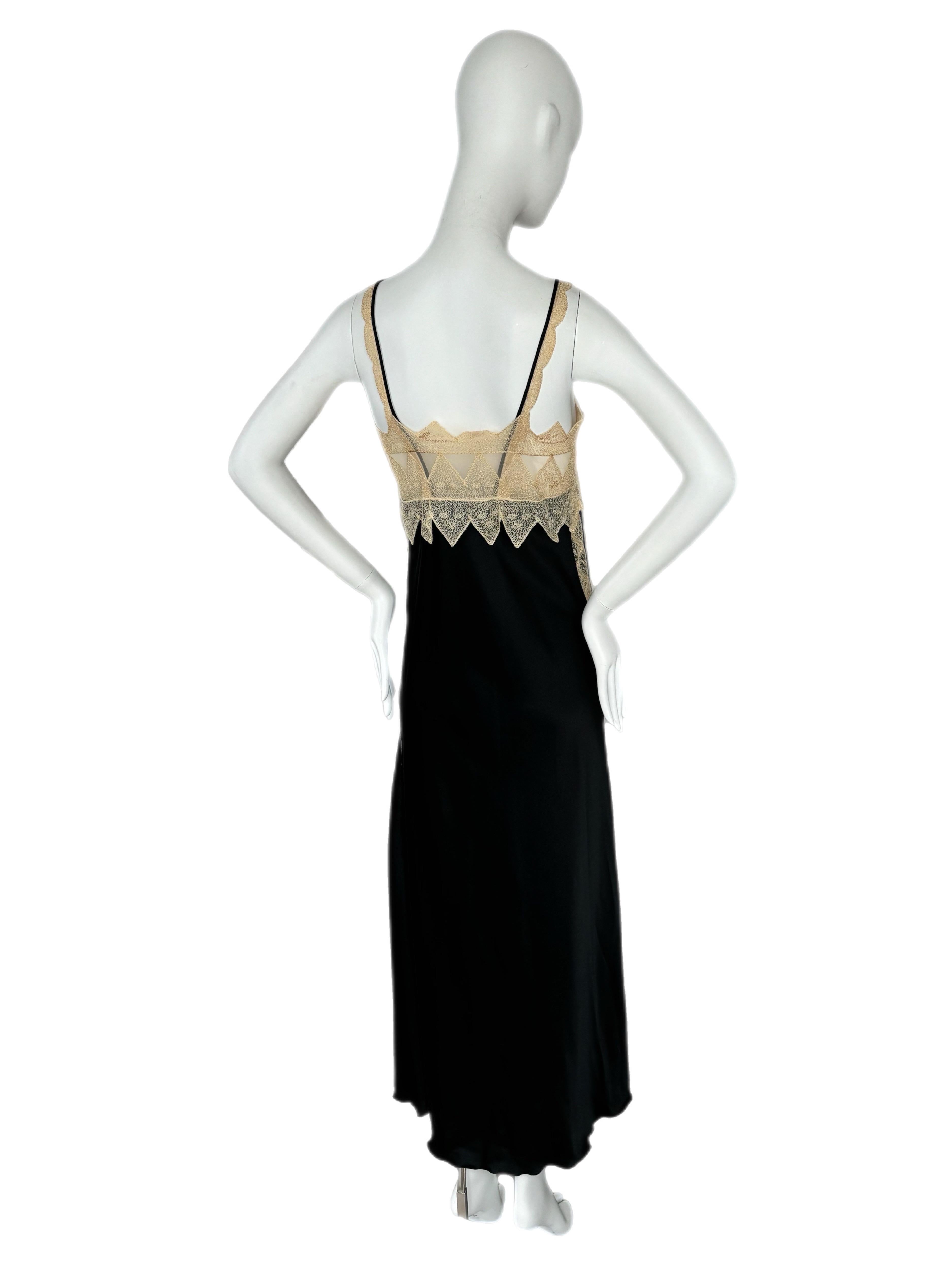 ZANDRA RHODES 1978 Vintage Pasarela Lencería Vestido de noche Maxi Vestido Lazo Encaje 6