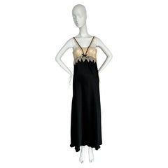 ZANDRA RHODES 1978 Vintage Pasarela Lencería Vestido de noche Maxi Vestido Lazo Encaje