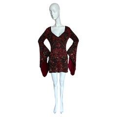 ESCADA 2001 Vintage Bell Sleeve Heavily Beaded Mini Dress