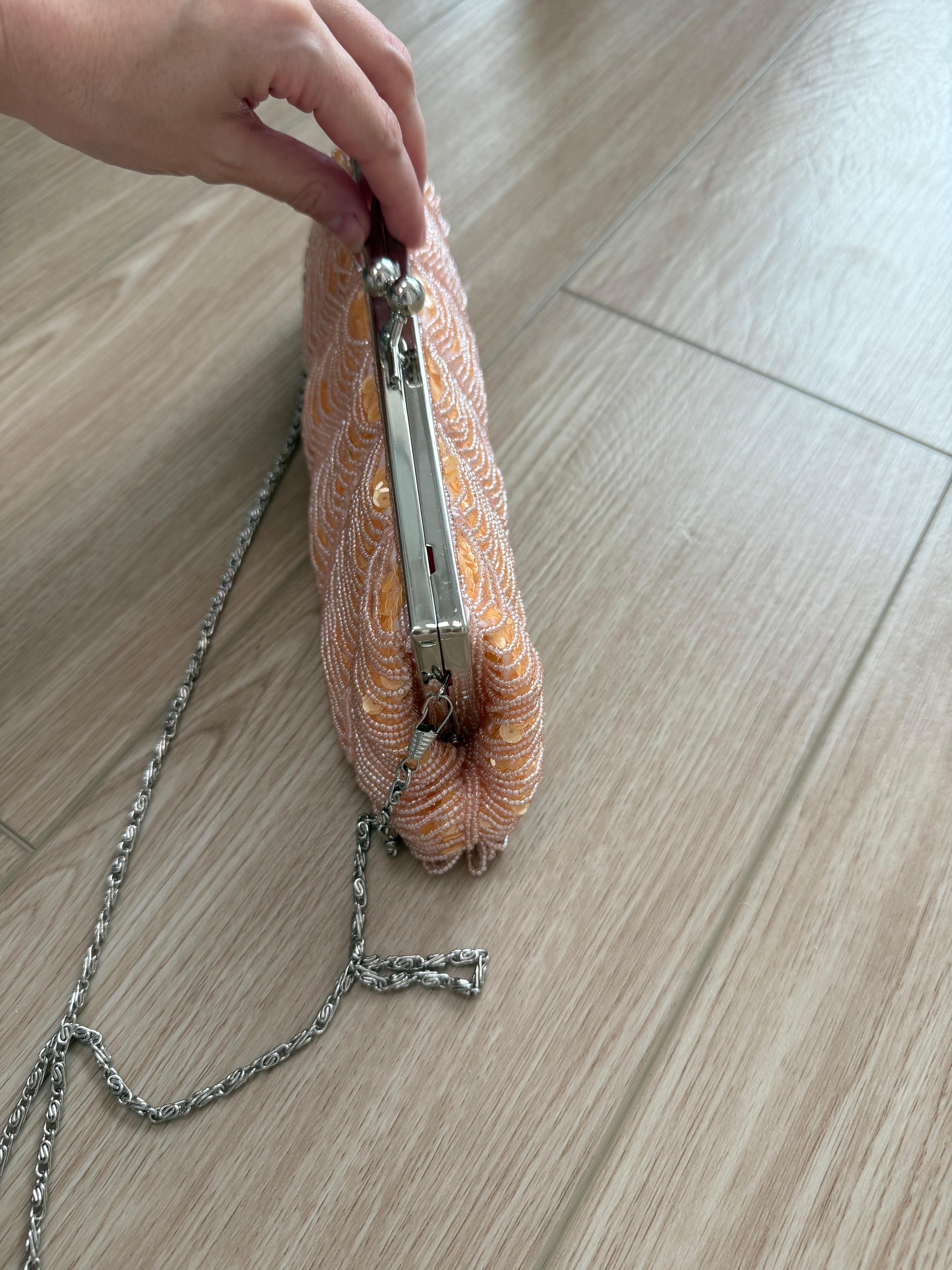 RANDOLPH DUKE Y2K Vintage Pink + Orange Beaded Evening Bag Pour femmes en vente