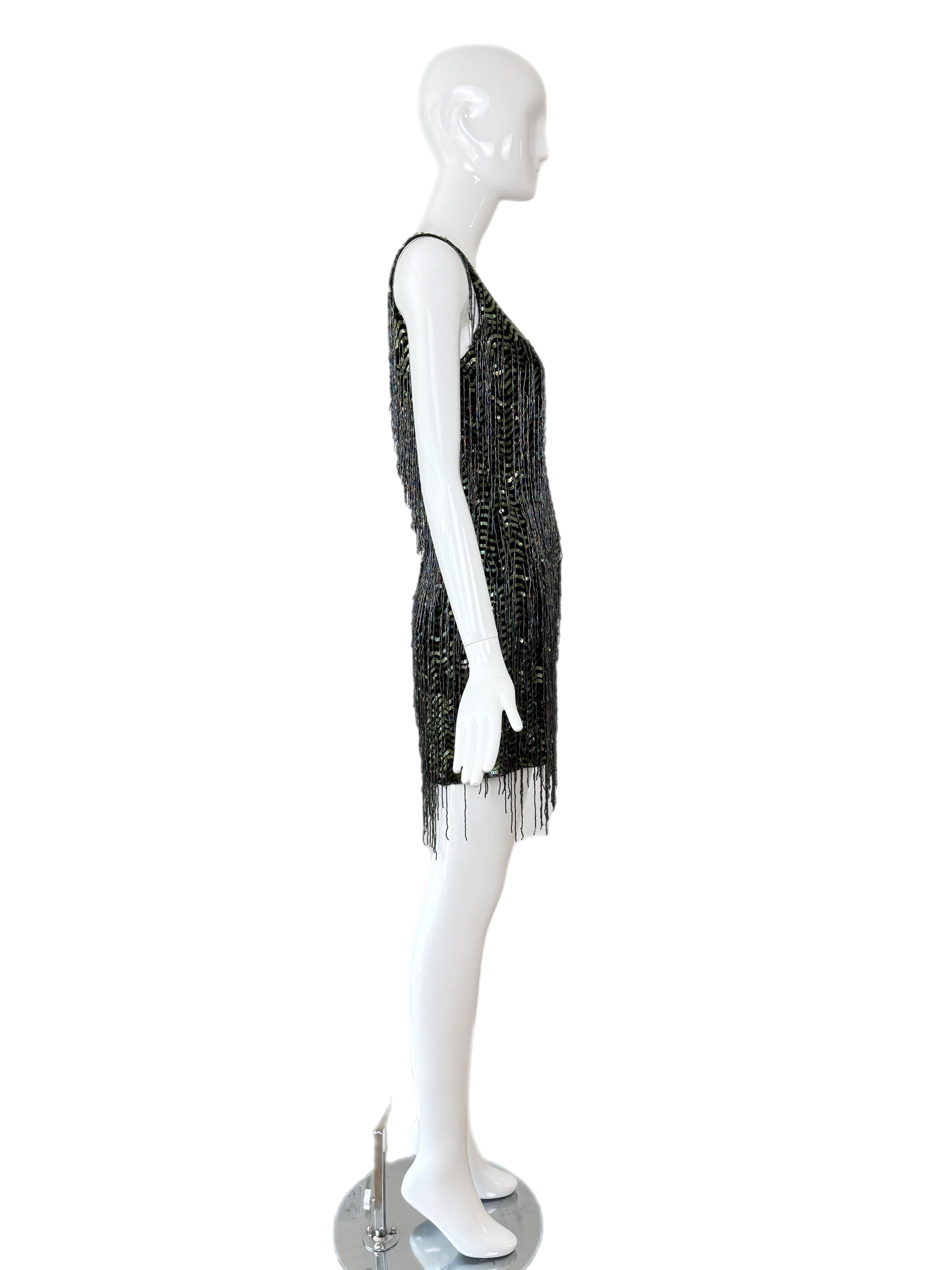 KATHARINE HAMNETT LONDON 1996 Vintage Runway Robe fortement perlée en vente 1