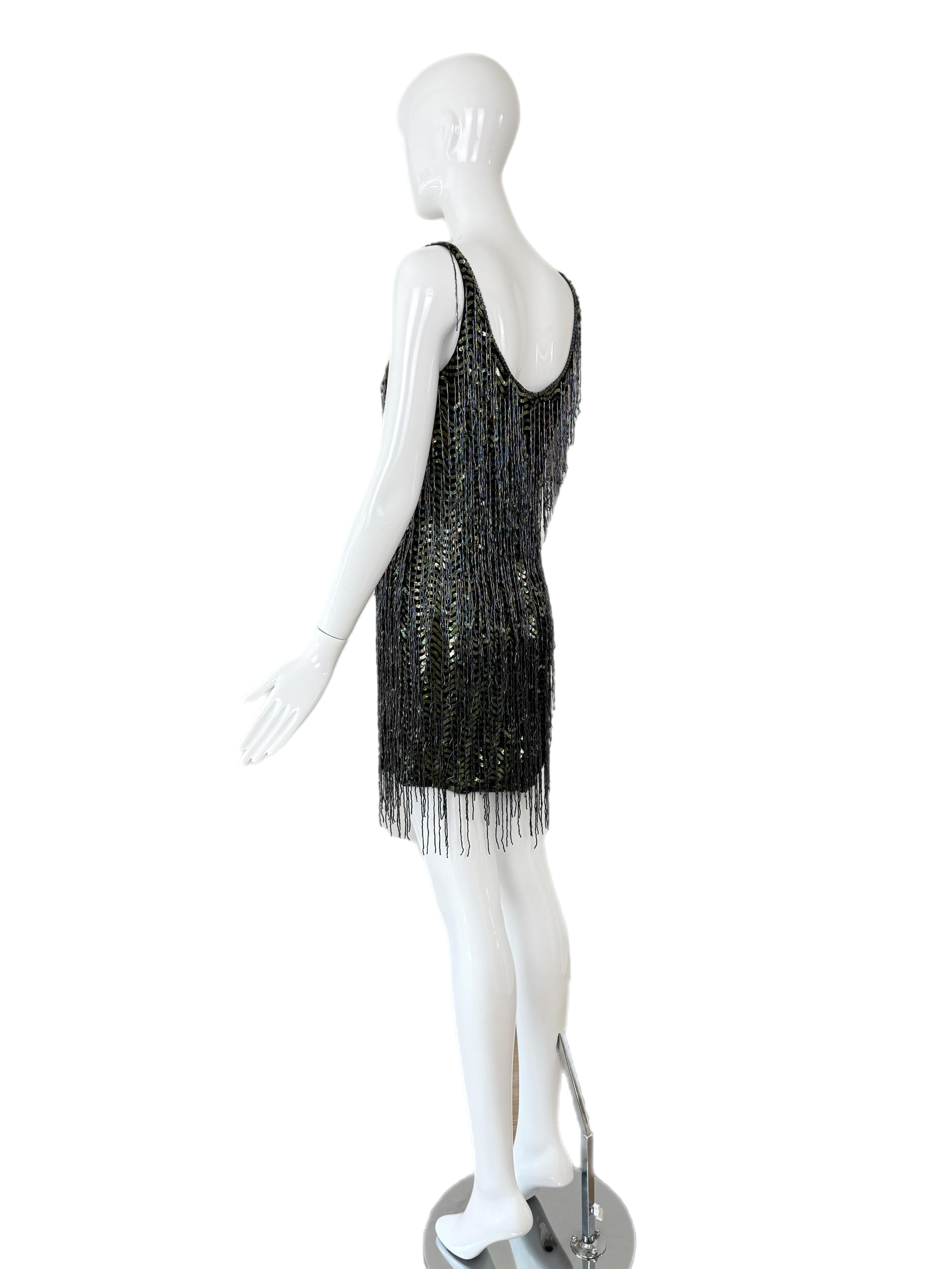 KATHARINE HAMNETT LONDON 1996 Vintage Runway Robe fortement perlée en vente 2
