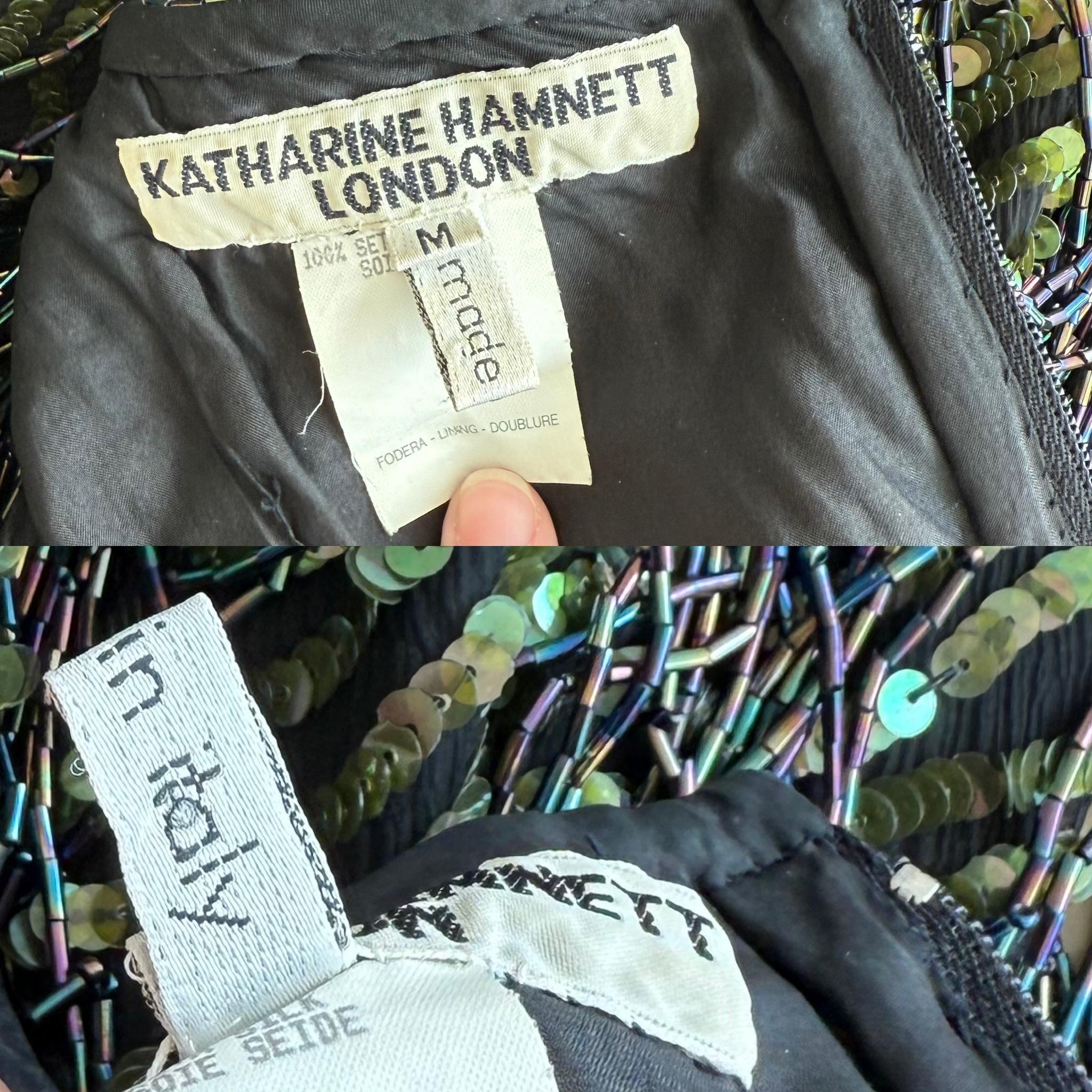 KATHARINE HAMNETT LONDON 1996 Vintage Runway Robe fortement perlée en vente 5
