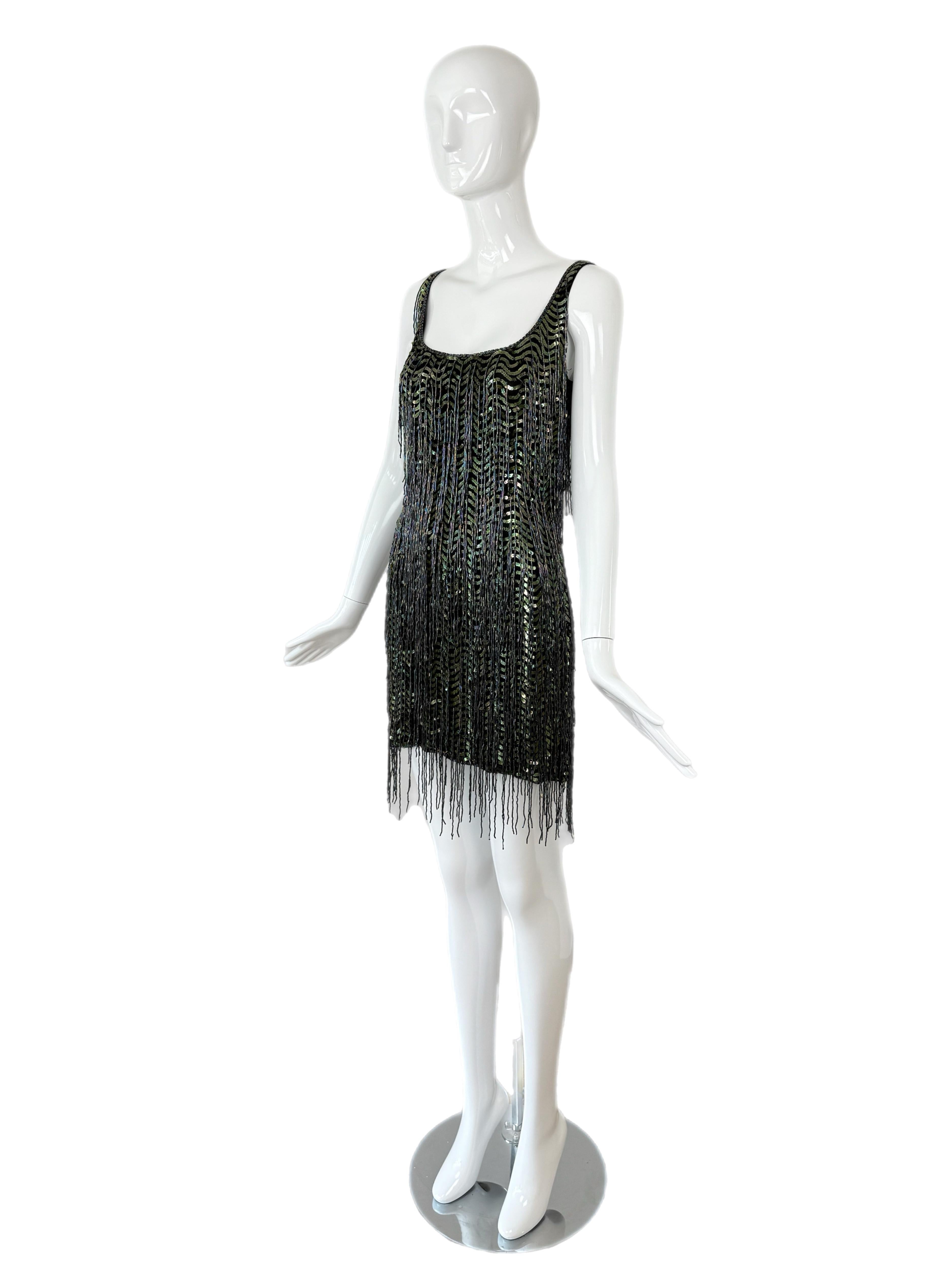 KATHARINE HAMNETT LONDON 1996 Vintage Runway Robe fortement perlée en vente 4