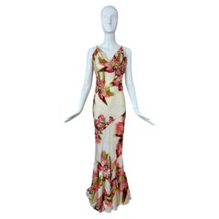 ROBERTO Cavalli 2004 - Robe en soie vintage à ornements floraux