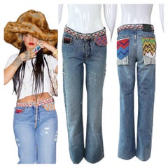 GUCCI by TOM FORD 1999 Vintage Beaded Denim Jeans Runway Rihanna