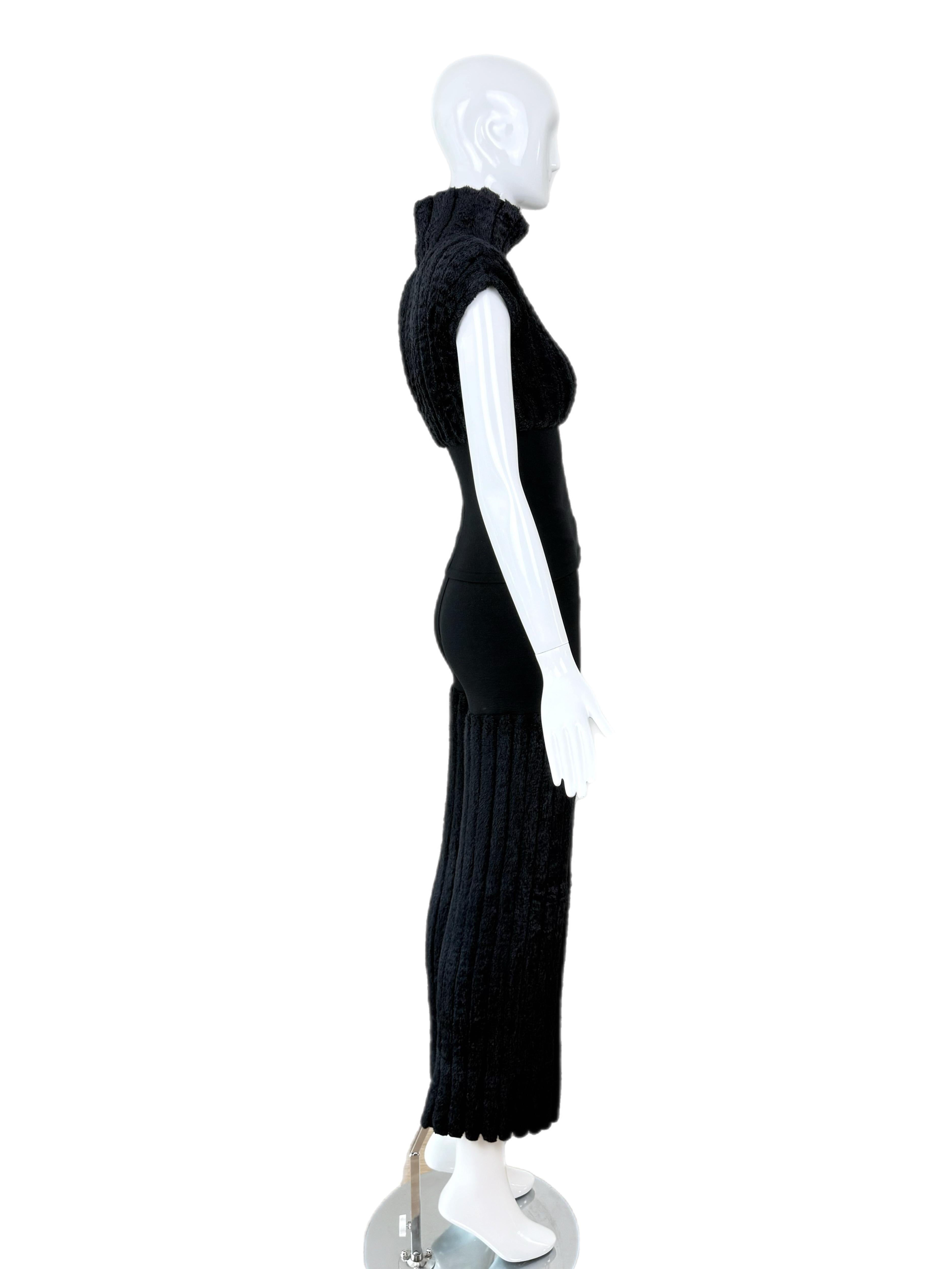 Donna AZZEDINE ALAIA 1994 Set di pantaloni vintage in ciniglia nera in vendita