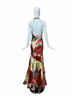 Vestido largo de seda con pedrería de SUE WONG, colección de pasarela de 2005, con... Chal