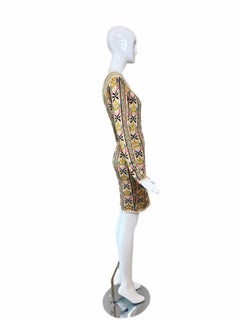 AZZEDINE ALAIA 1990 Vintage Runway Editorial Long Sleeve Knit Mini Dress