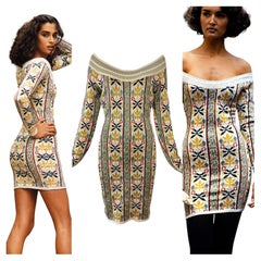 AZZEDINE ALAIA 1990 Vintage Runway Editorial Long Sleeve Knit Mini Dress