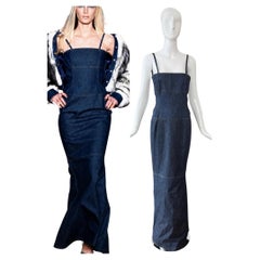 TODD OLDHAM, robe longue en jean sans dos, collection défilé 1997