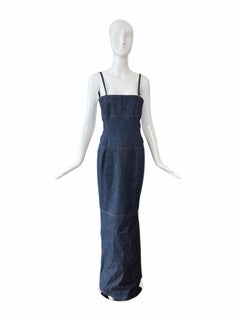 TODD OLDHAM, robe longue en jean sans dos, collection défilé 1997