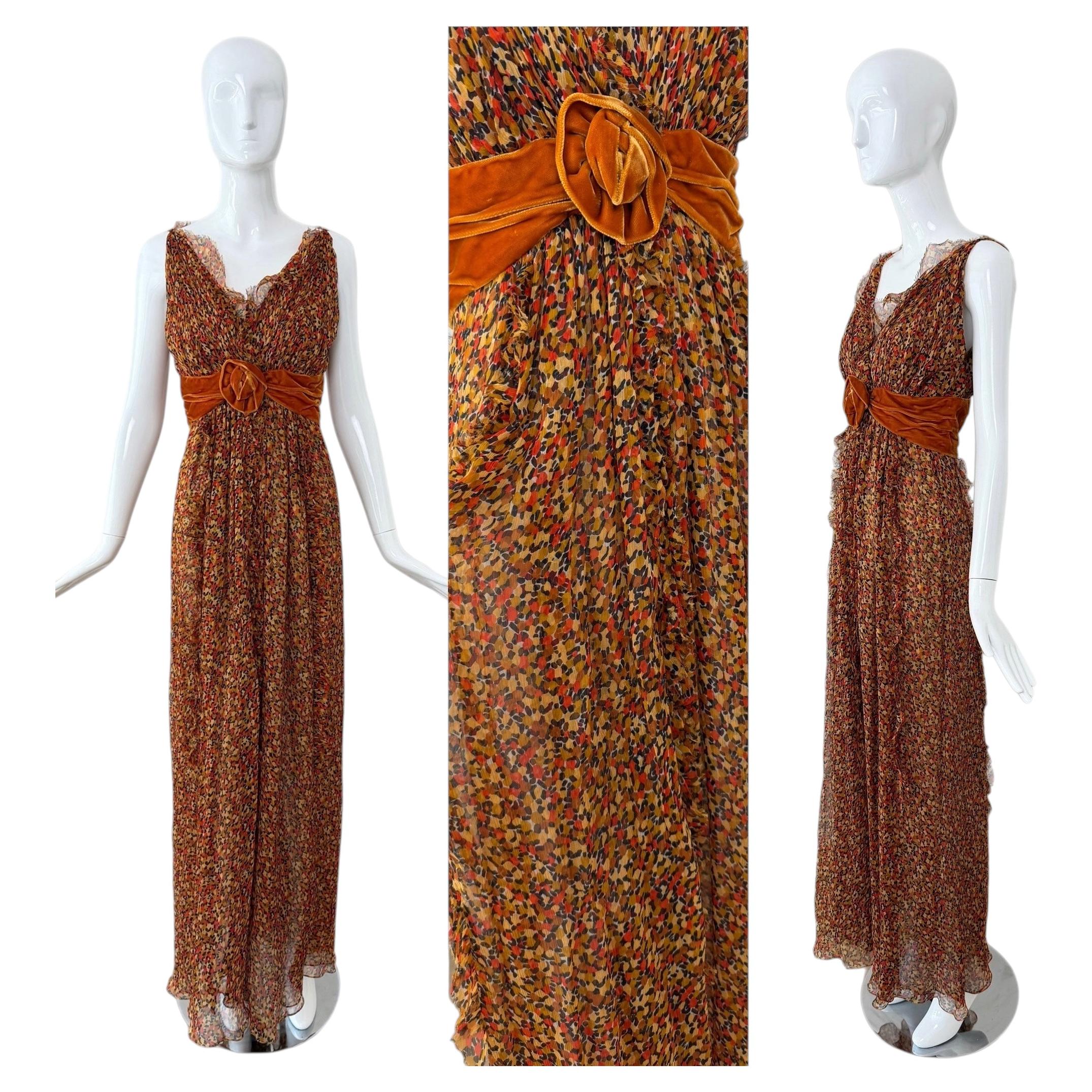 OSCAR DE LA RENTA 2006 Vintage-Maxikleid aus Seidenchiffon im Angebot