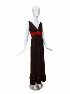 OSCAR DE LA RENTA 2006 Vintage Brown Silk Evening Gown Maxi Dress