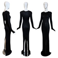 GUCCI by TOM FORD 2002 Vintage Slinky Body Hugging Extra Long Gown Maxi Dress