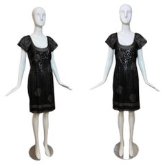 PHILOSOPHY DI ALBERTA FERRETTI Vintage Black Sequin Knee Length Dress