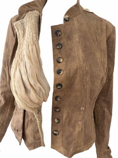 JOHN GALLIANO 2006 Vintage Tan Brown Cotton Chiffon Runway Blazer Jacket
