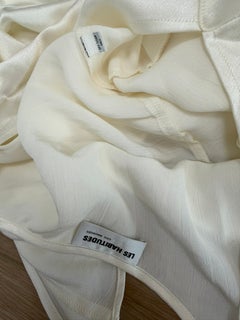 LES HABITUDES 90's Vintage Ivory White Crinkle Slip Gown Maxi Dress Bridal