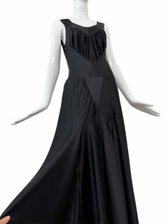 VERA WANG c. 2012 Liquid Silk Ruched Black Backless Evening Gown Maxi Dress